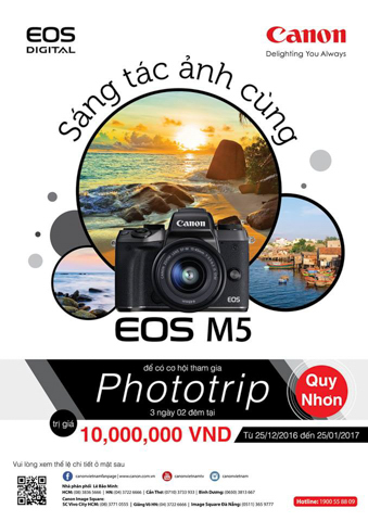 Mua Canon EOS M5 co hoi nhan chuyen du lich Quy Nhon