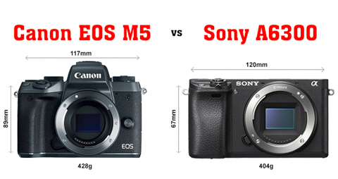 So sanh giua Canon EOS M5 va Sony A6300