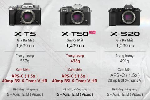 So sanh tong quat Fujifilm X-T50 cung X-T5 va X-S20