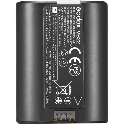 Pin Godox V480 VB22 7.2V/2200mAh Lithium, sạc USB-C, dùng cho đèn flash máy ảnh V480C / V480N / V480S / V480F / V480