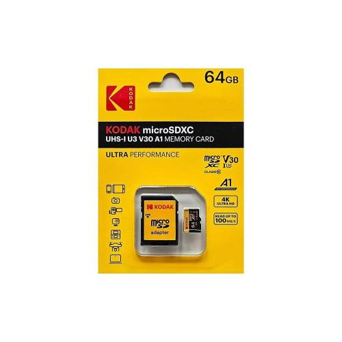 Thẻ Nhớ Kodak 64GB Micro SD UHS-I U3 V30 with Adapter