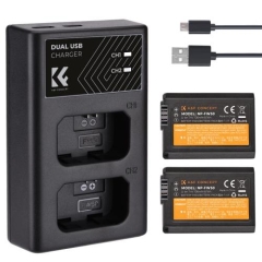 Bộ 2 pin 1 sạc đôi K&F NP-FW50 l Pin Sạc FW-50 l Pin FW-50