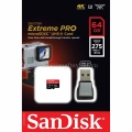 MicroSDXC SanDisk Extreme Pro 64GB UHS-II/U3 Up to 275MB/s + Đầu đọc thẻ 3.0