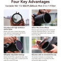 Filter Kase Variable ND & CPL & Black Mist 1.5-8 stops 3-in-1 3