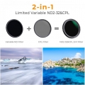 Filter K&F ND2-ND32 (1-5 Stop) Variable ND Filter and CPL Circular Polarizing Filter 2 in 1 for Camera Lens No X Spot Weather Sealed 2