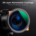 Filter K&F ND4-ND64 (2-6 Stop) Variable and CPL Circular Polarizing 2 in 1 with 28 Layers of Anti-reflection Green Film Two Orange Levers Imported White Cloth Nano-X Series 5